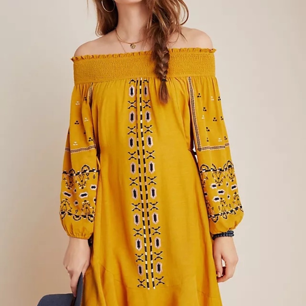 ANTHROPOLOGIE Grette Embroidered Tunic Dress